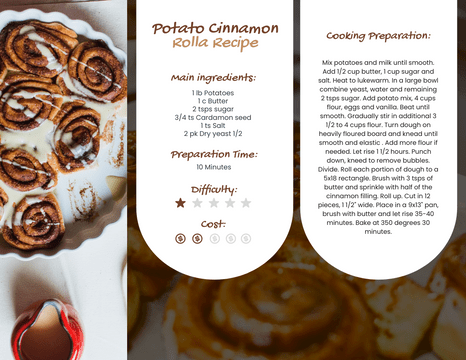 Recipe Card template: Potato Cinnamon Rolla Recipe Card (Created by InfoART's  marker)