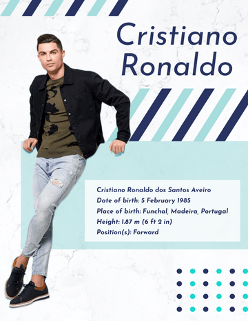 Biography 模板。 Cristiano Ronaldo Biography (由 Visual Paradigm Online 的Biography軟件製作)