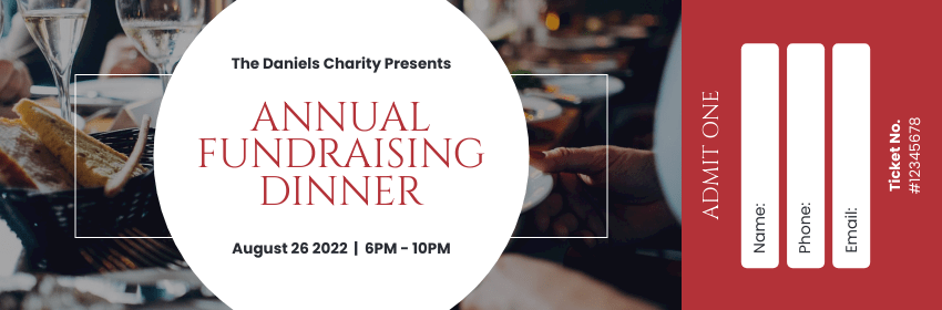 Ticket template: Annual Fundraising Dinner Ticket (Created by Visual Paradigm Online's Ticket maker)
