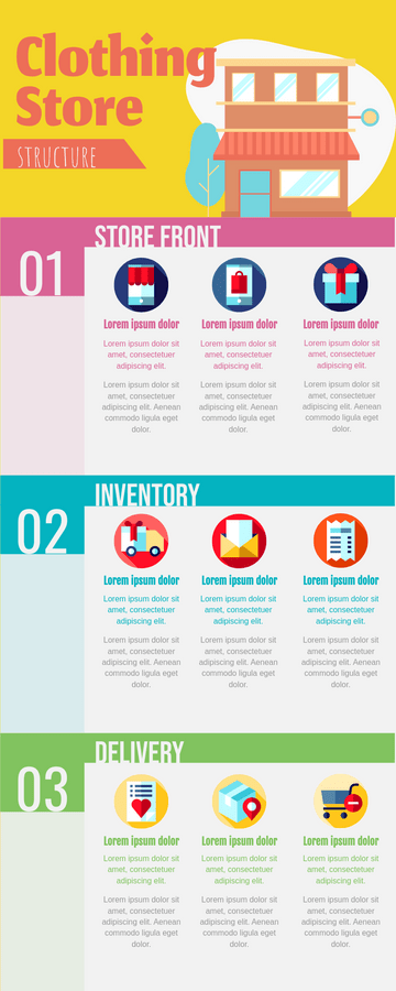 Infographic template: Infographic About Daily Works Of Clothing Store (Created by Visual Paradigm Online's Infographic maker)