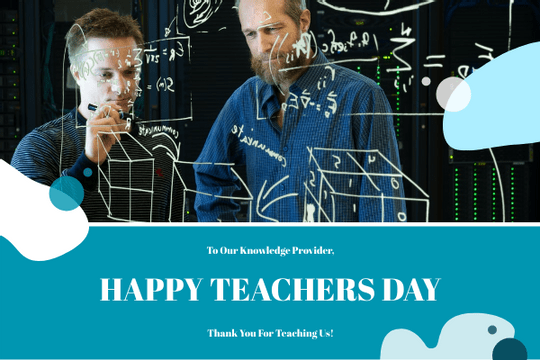 Editable greetingcards template:Blue Teachers Photo Happy Teachers Day Greeting Card