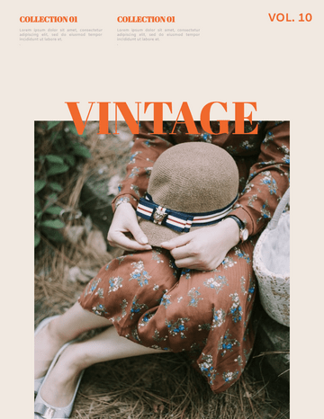 搭配风格秀 模板。Floral Vintage Style Lookbook (由 Visual Paradigm Online 的搭配风格秀软件制作)