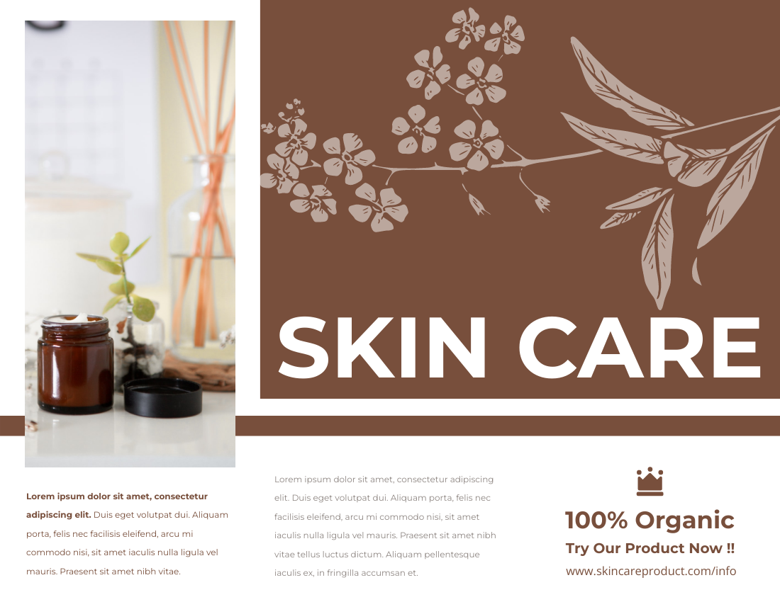 Brochure template: Organic Skin Care Product Brochure With Details (Created by Visual Paradigm Online's Brochure maker)