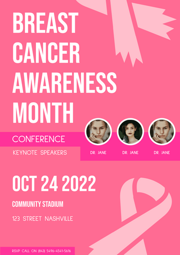 Editable posters template:Breast Cancer Awareness Poster
