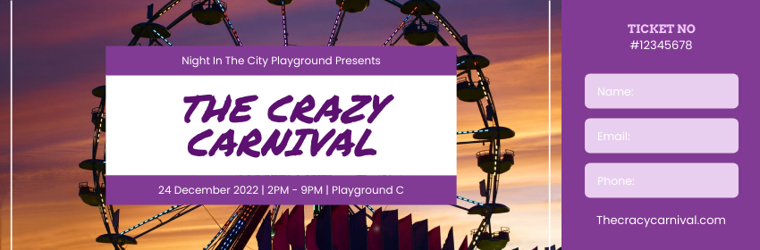 Ticket template: The Crazy Carnival Ticket (Created by Visual Paradigm Online's Ticket maker)