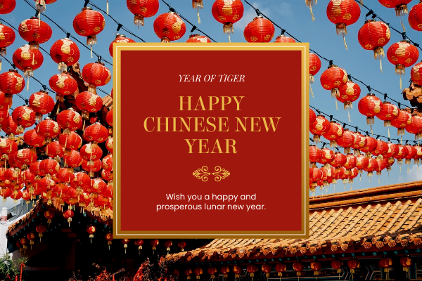 Greeting Card template: Prosperous Lunar New Year Greeting Card (Created by Visual Paradigm Online's Greeting Card maker)