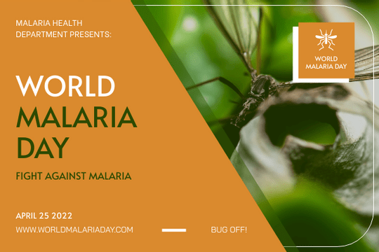 Editable greetingcards template:Orange Malaria Photo World Malaria Day Greeting Card