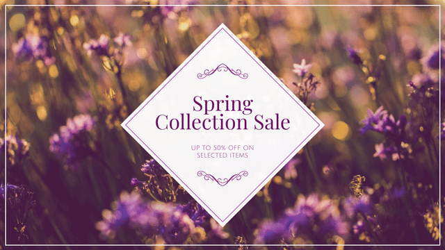 Editable twitterposts template:Purple Floral Background Spring Collection Sale Twitter Post
