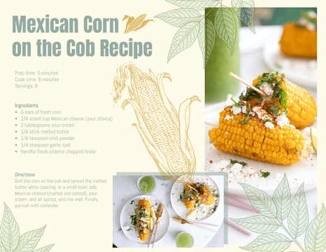 Recipe Cards template: Mexican Corn on the Cob Recipe Card (Created by InfoART's Recipe Cards marker)