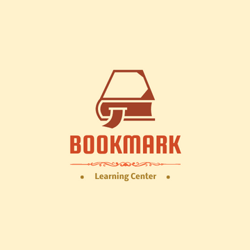 Bookmark Logo Designed For Learning Center In Orange Colour Tone