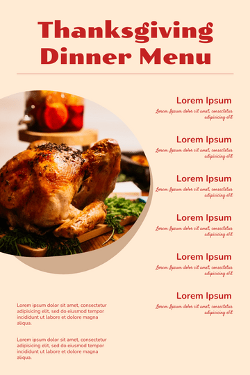 Editable menus template:Thanksgiving Dinner Menu