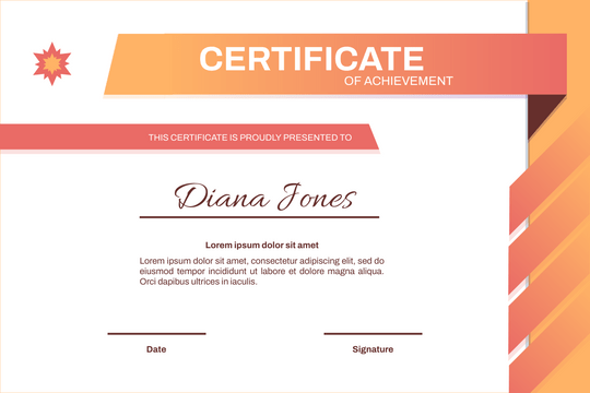 Certificate template: Sunset Gradient Parallelogram Certificate (Created by Visual Paradigm Online's Certificate maker)
