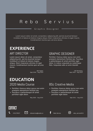 Resumes template: Grey Resume (Created by Visual Paradigm Online's Resumes maker)