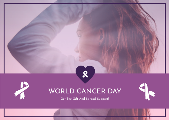 Gift Card template: Purple Gradient World Cancer Day Gift Card (Created by InfoART's Gift Card maker)