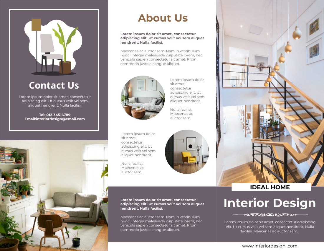 Brochure template: Ideal Home Interior Design Brochure (Created by Visual Paradigm Online's Brochure maker)
