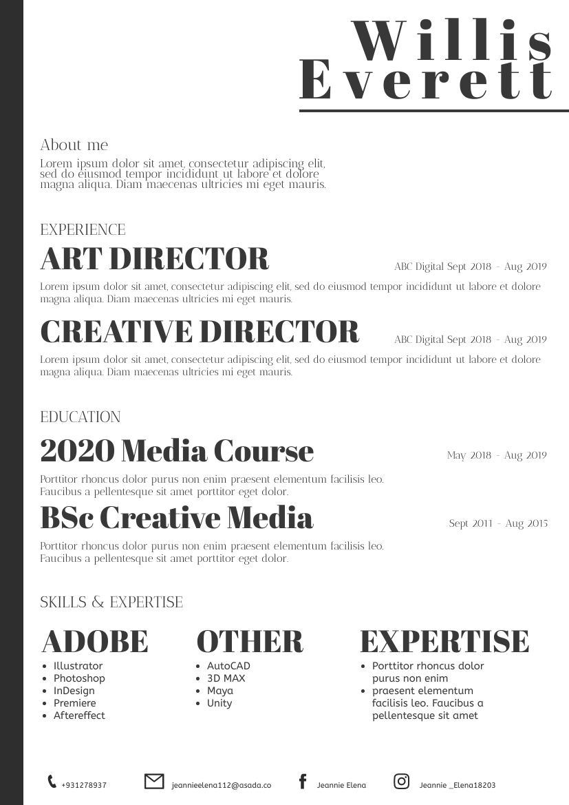Resume template: Emphasized Poster (Created by Visual Paradigm Online's Resume maker)