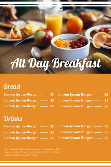 Menu template: All Day Breakfast Menu (Created by Visual Paradigm Online's Menu maker)