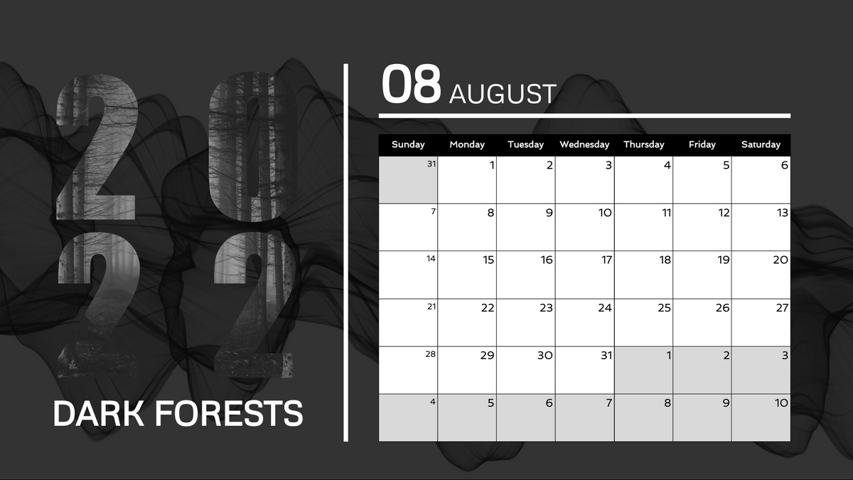 Dark Forest Calendar