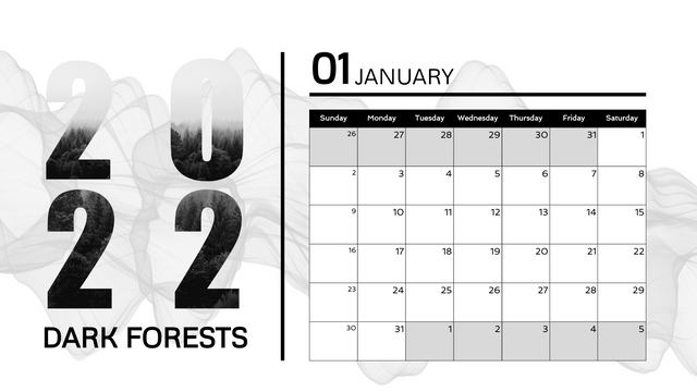 Calendar template: Dark Forest Calendar (Created by InfoART's  marker)