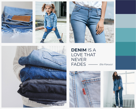 Mood Boards template: Love Denim Fashion Mood Board (Created by Visual Paradigm Online's Mood Boards maker)