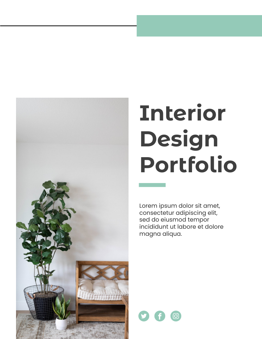 業務簡介 模板。 Interior Design Portfolio (由 Visual Paradigm Online 的業務簡介軟件製作)