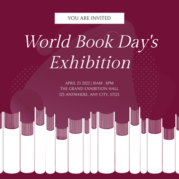 Editable invitations template:Red Classic Books Silhouette World Book Day Invitation