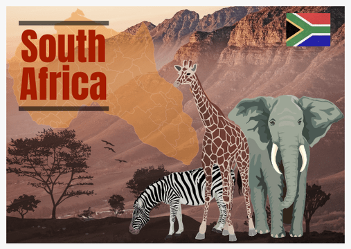 Editable postcards template:South Africa Postcard