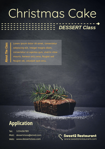 Flyer template: Christmas Cake Dessert Class Flyer (Created by Visual Paradigm Online's Flyer maker)