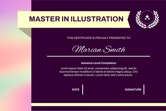 Certificate template: Holographic Illustration Certificate (Created by Visual Paradigm Online's Certificate maker)