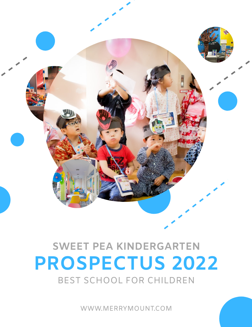 簡章 模板。 Professional Kindergarten Prospectus (由 Visual Paradigm Online 的簡章軟件製作)