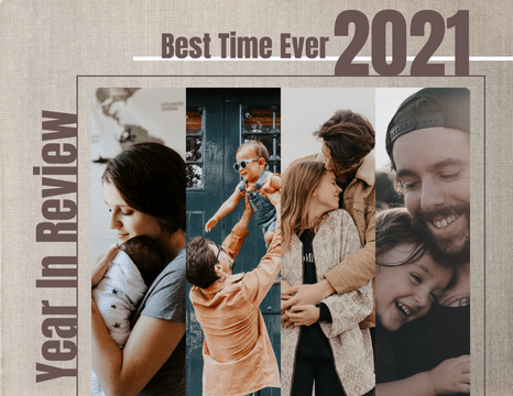 年度回顾照相簿 模板。Best Time Ever 2021 Year in Review Photo Book (由 Visual Paradigm Online 的年度回顾照相簿软件制作)