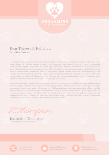 Letterhead template: Animals Charity Letterhead (Created by Visual Paradigm Online's Letterhead maker)