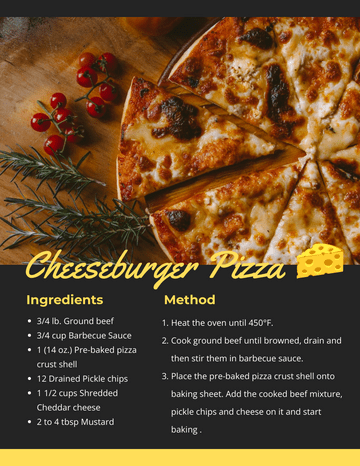 Cheeseburger Pizza Recipe Card