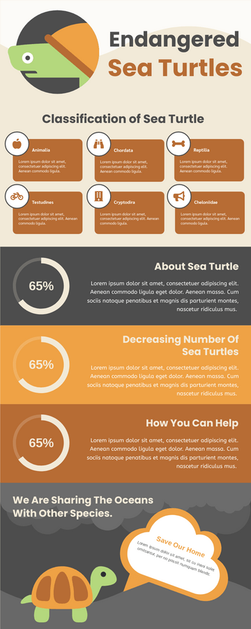 Editable infographics template:Endangered Sea Turtles Infographic