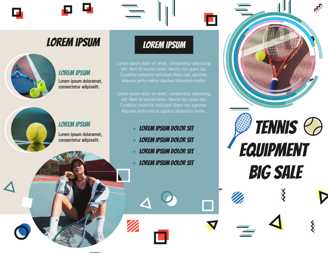 Brochure template: Tennis equipment Big Sale Brochure (Created by Visual Paradigm Online's Brochure maker)