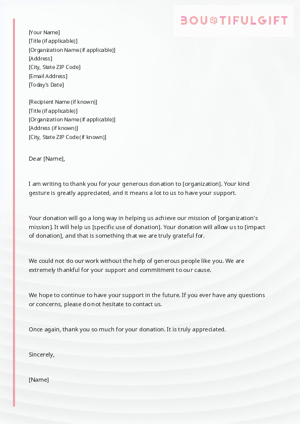 Thank You For Your Donation Letter Template Infoupdate