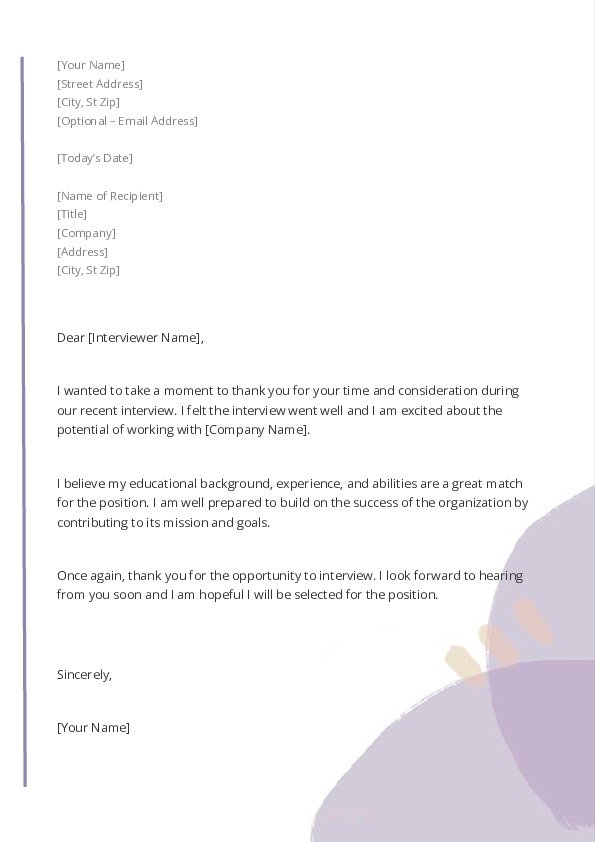 Thank You Letter After Interview