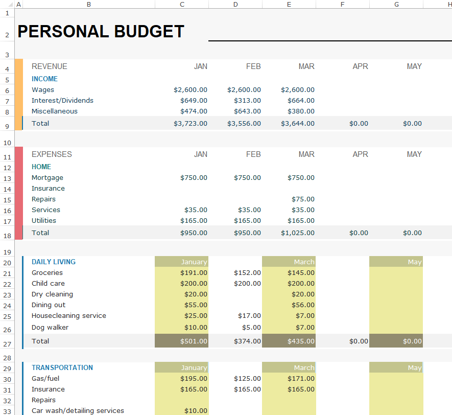 Simple Personal Budget