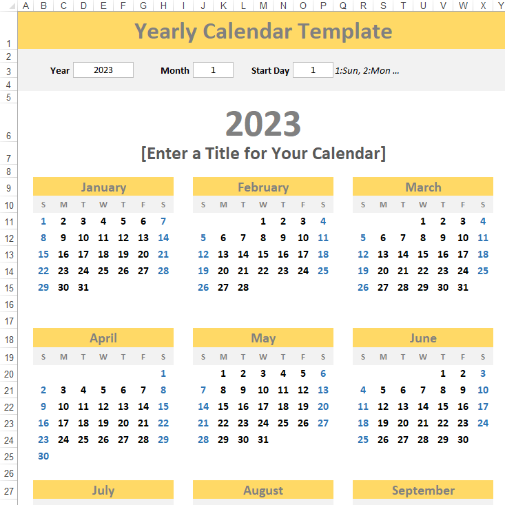 Any Year At A Glance Calendar (Portrait)