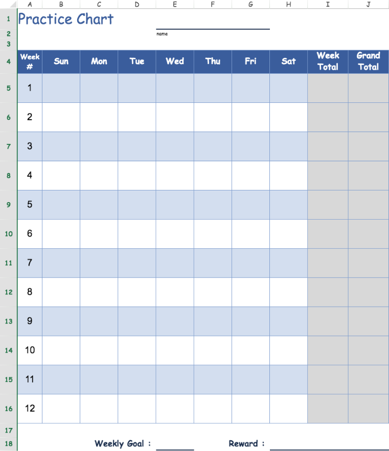 Practice Chart Template