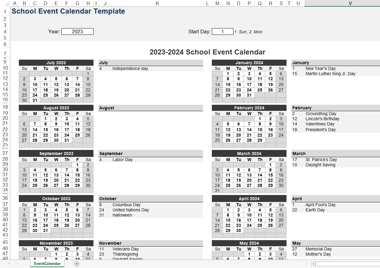 School Event Calendar