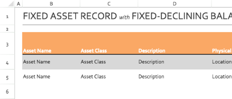 Record Of Fixed Assets