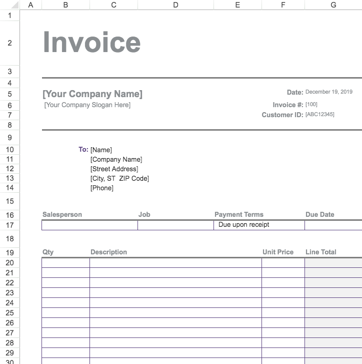 Service Invoice (Simple Lines Design)