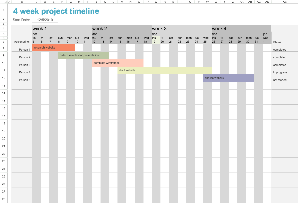 Four Week Project Timeline