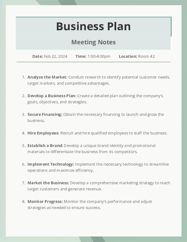 Free Word Template: Business Plan Template
