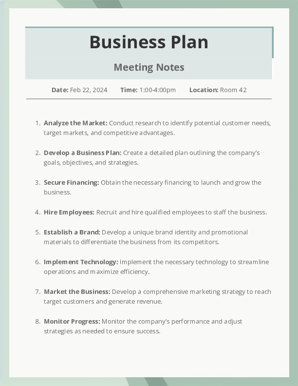 size of the business in business plan example