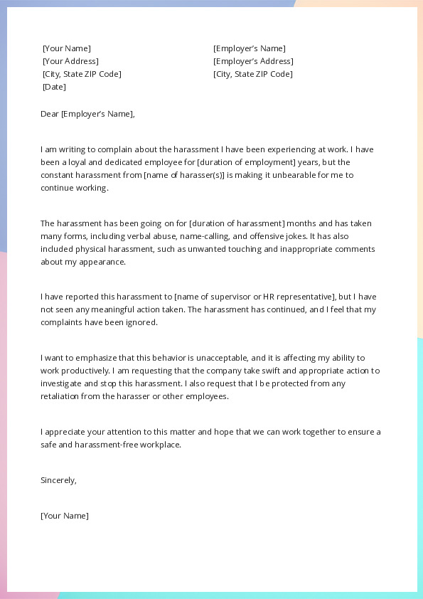 Resignation Letter For Harassment Vrogue co
