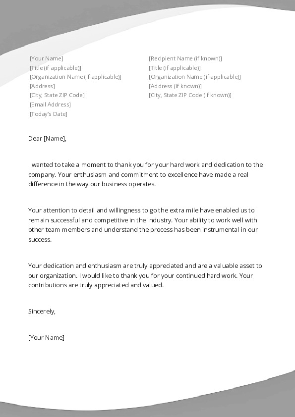 Staff Recognition Letter Template Infoupdate