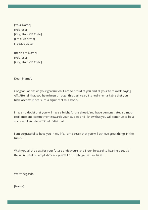 Free Word Template Congratulation Letter Template for Graduation