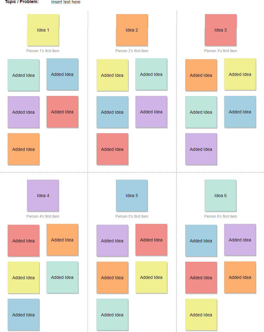 Round-Robin brainstorming technique template